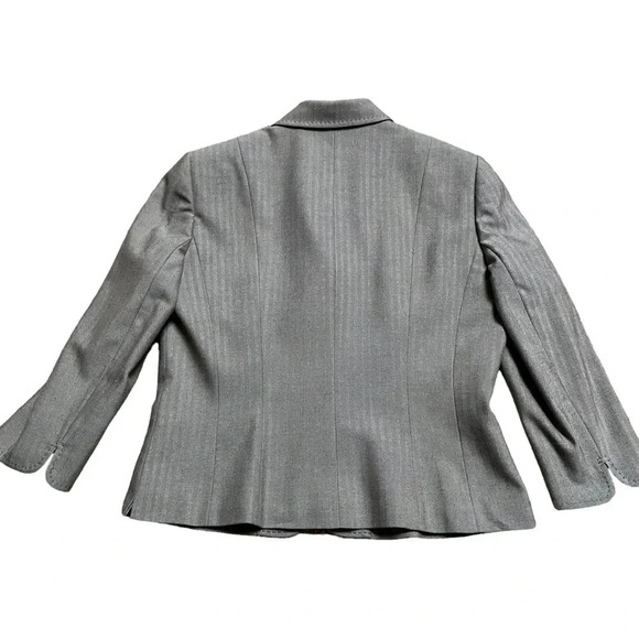 Tahari ASL Herringbone Skirt Suit 2-Piece Blazer & Peplum Skirt Brown Gray Sz 10 - Picture 9 of 16